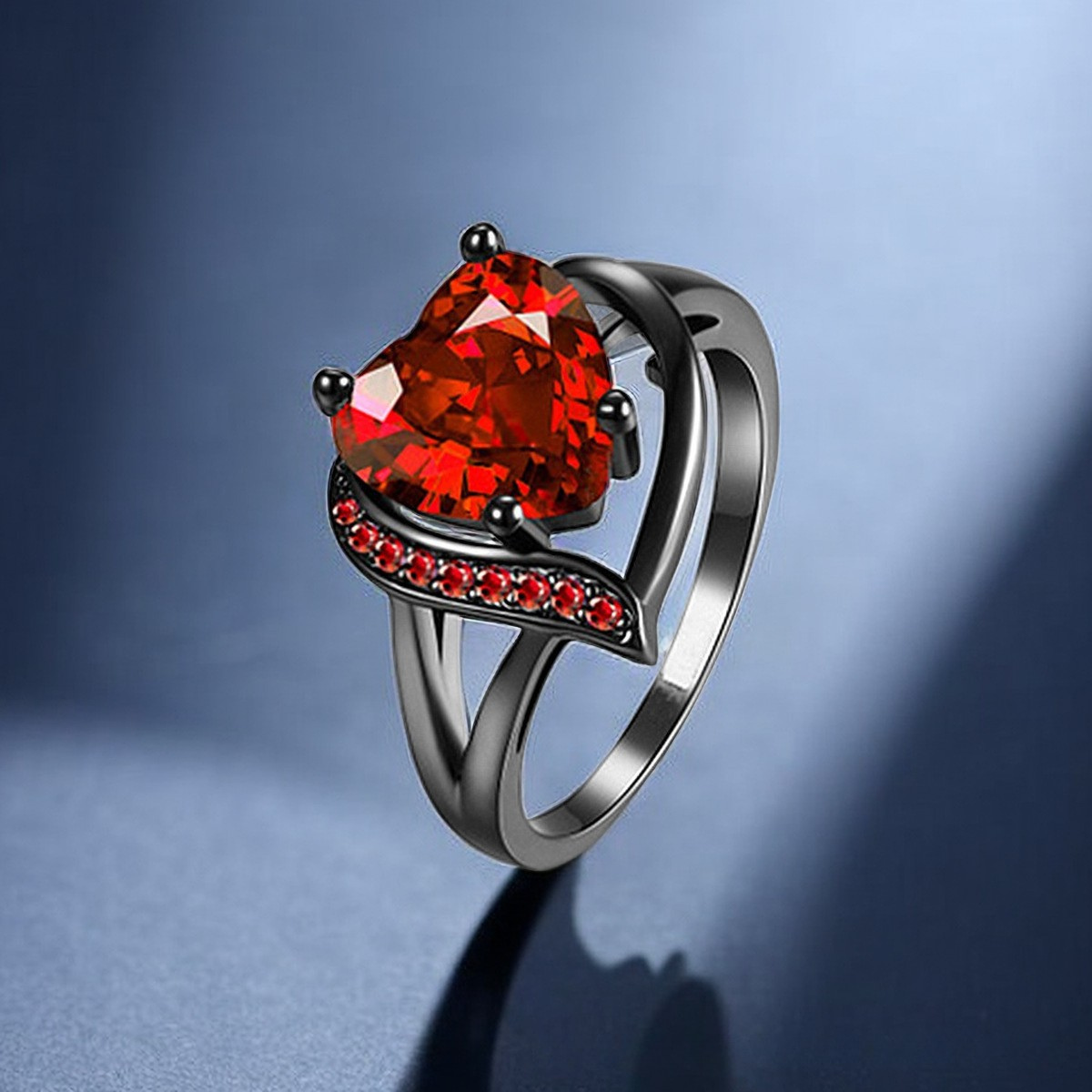 ZEVORA Calindra Rosethorne Ring – Handmade White Gold & Ruby Rose-Inspired Jewelry