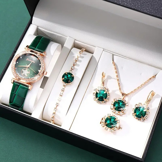 ZEVORA Verdantra Timecourt Gold Jewelry Set – Handmade & Hypoallergenic