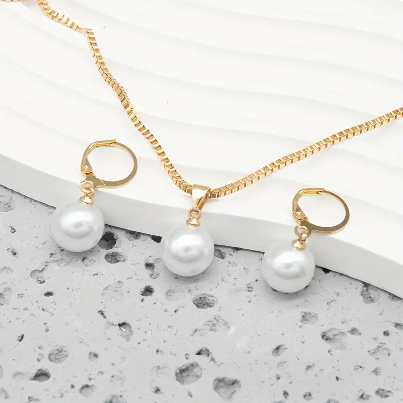 ZEVORA Golden Grace Pearl Jewelry Set – Gold