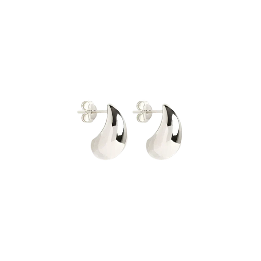 ZEVORA Mato Drop Earrings – 18K White Gold Sculptural Drop Earrings