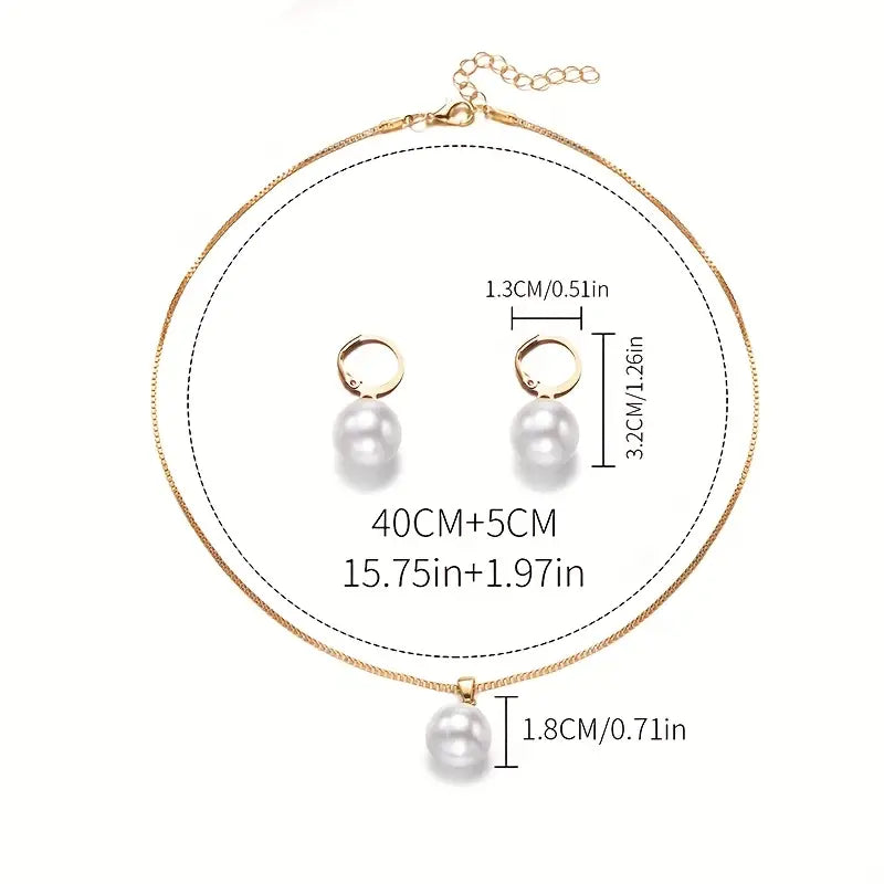 ZEVORA Golden Grace Pearl Jewelry Set – Gold