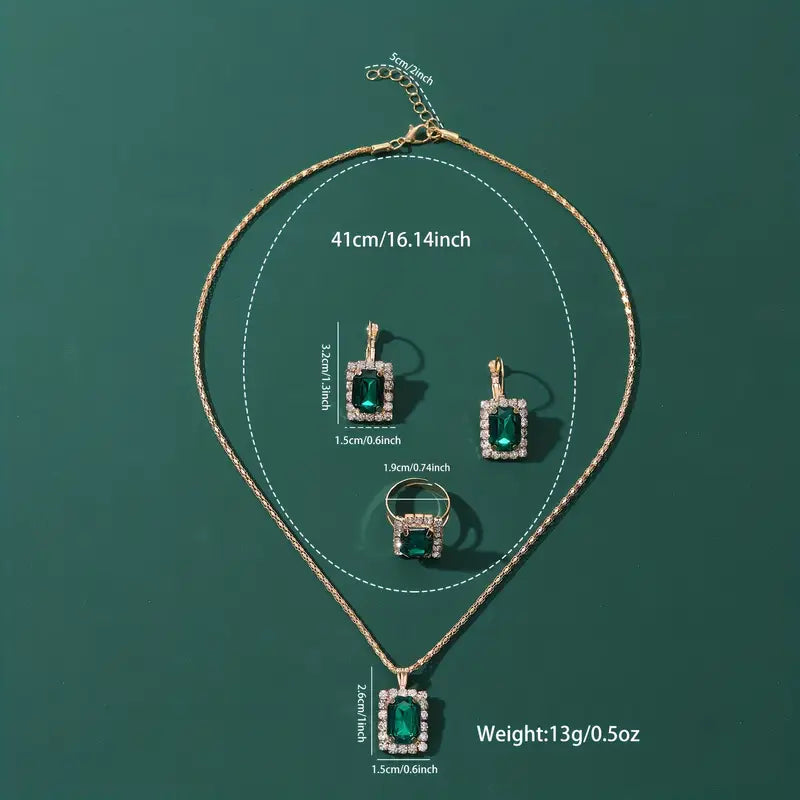 ZEVORA Sylvara Greenveil Jewelry Set | White Gold