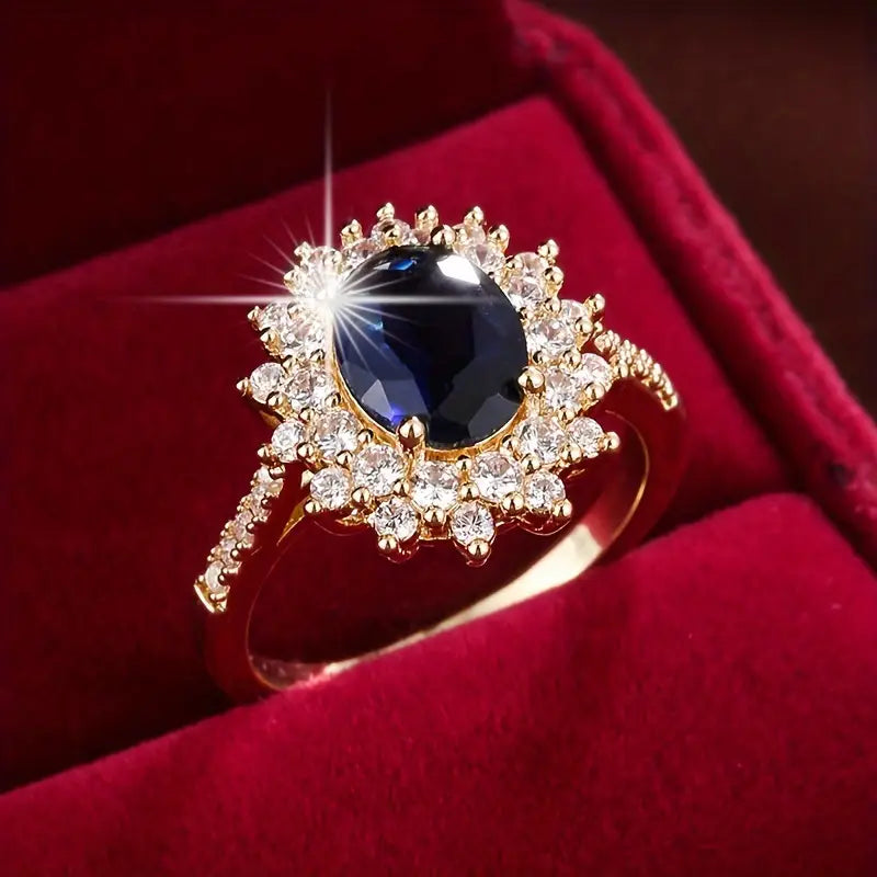 ZEVORA Vionne Saphirae Ring – 16K Gold & White Gold Sapphire Ring