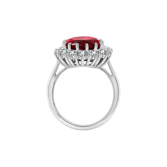 ZEVORA Scarlet Crown Ruby Ring – Handmade White Gold & Ruby Crown Jewelry
