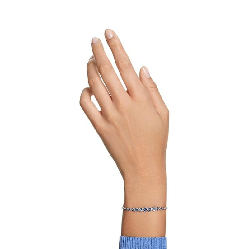 ZEVORA Round Cut Sapphire Tennis Bracelet – Handmade White Gold & Sapphire Jewelry