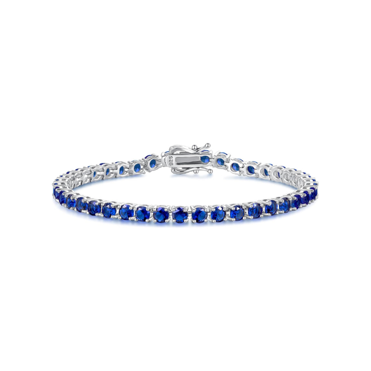 ZEVORA Sapphire Tennis Bracelet – Handmade White Gold & Sapphire Jewelry
