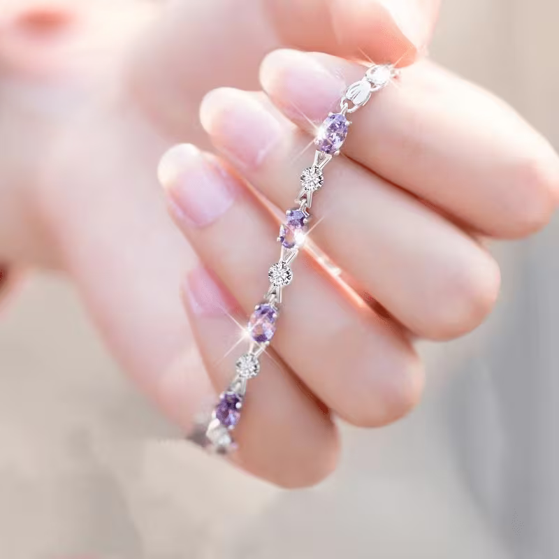 ZEVORA Amethyst Starlight Bracelet – White Gold