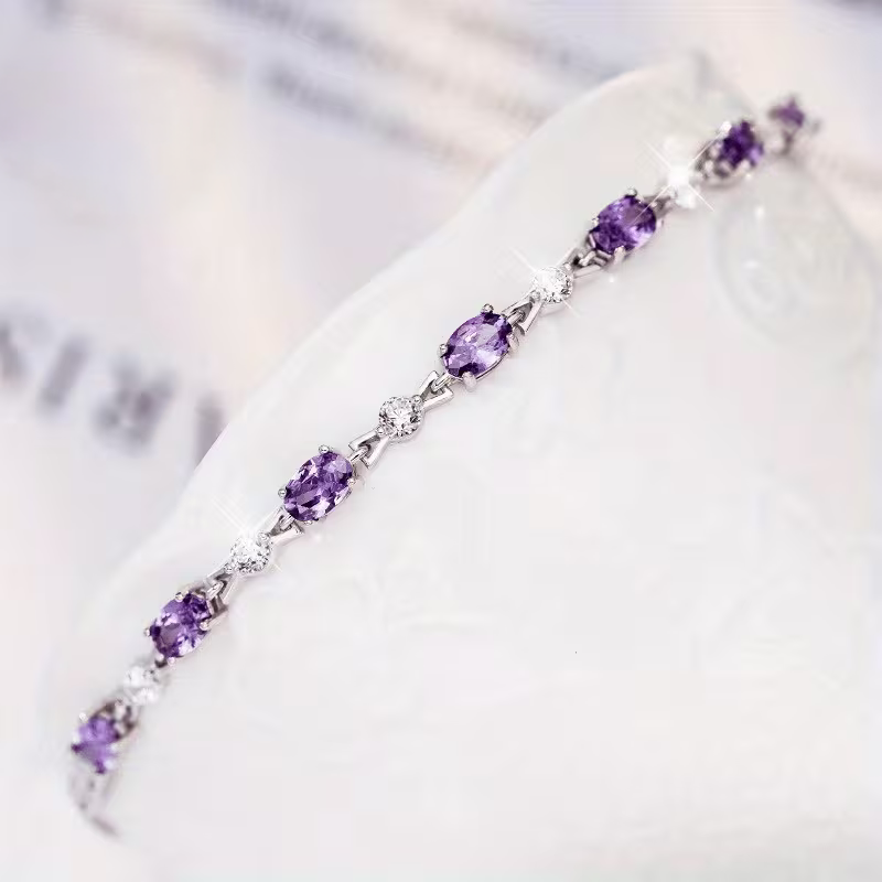 ZEVORA Amethyst Starlight Bracelet – White Gold