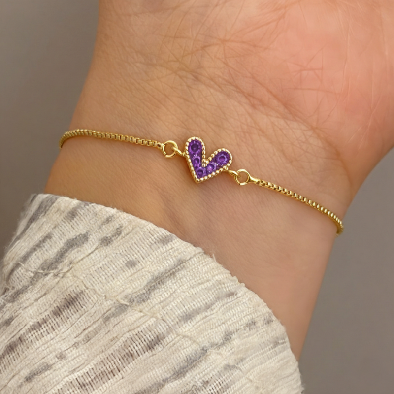 ZEVORA Lilac Love Bracelet – Handmade Gold & Amethyst Jewelry