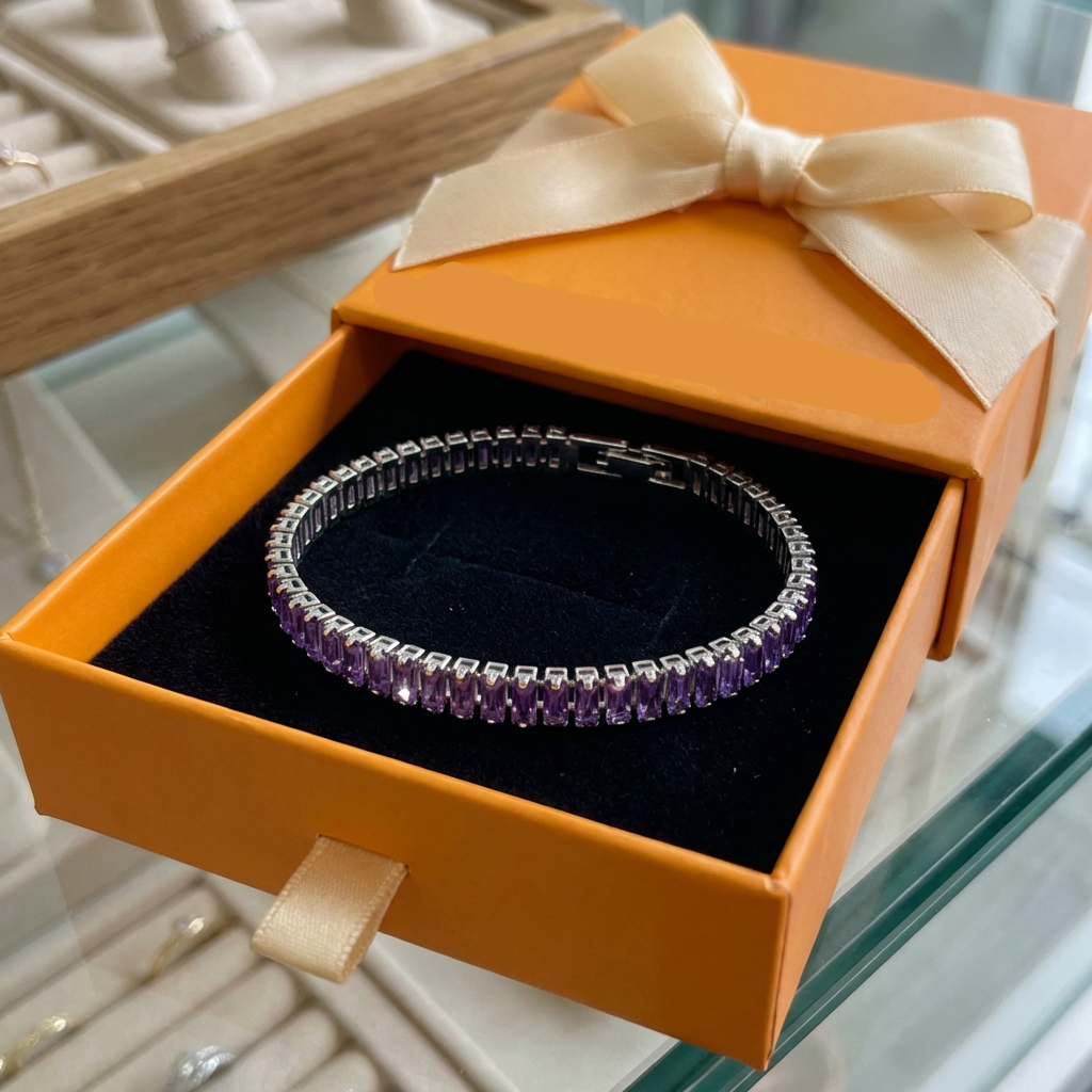 ZEVORA Amethyst Vertéa Tennis Bracelet – White Gold