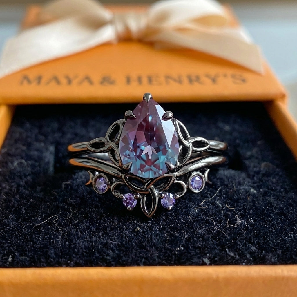 ZEVORA Amethyst Layers Ring – 18K White Gold Layered Amethyst Ring