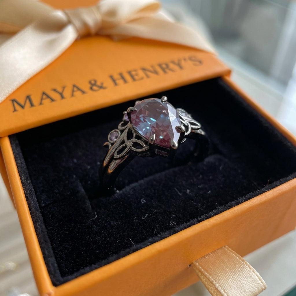 ZEVORA Amethyst Layers Ring – 18K White Gold Layered Amethyst Ring