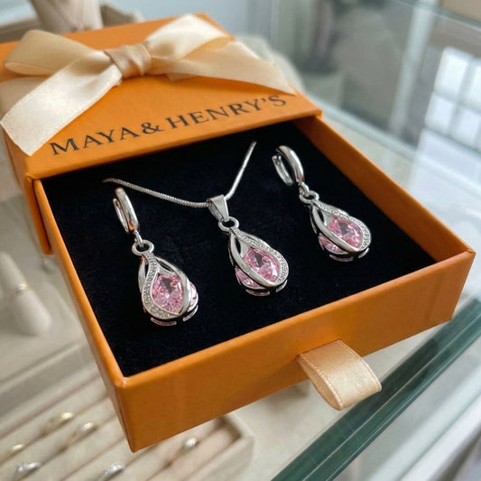 ZEVORA Rosalith Lumen Twist Jewelry Set – White Gold