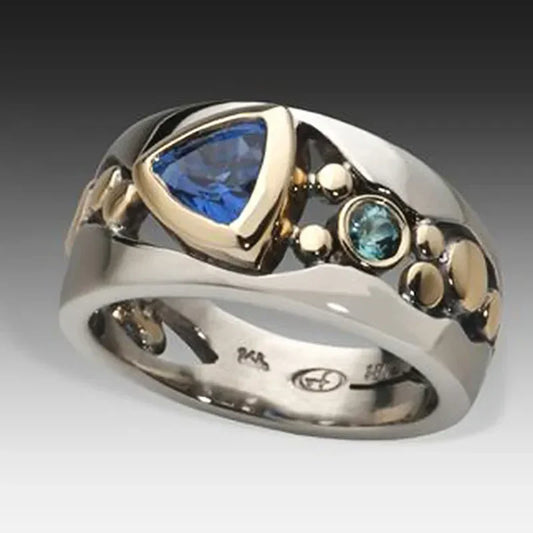ZEVORA Antique Ice Gem Ring – 18K White Gold Gemstone Statement Ring
