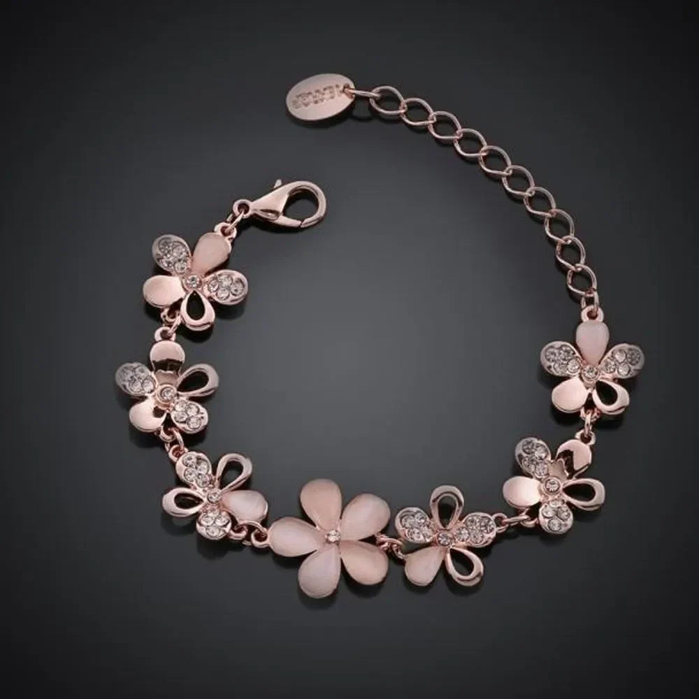 ZEVORA Antique Rose Flower Bracelet – Handmade Rose Gold Jewelry