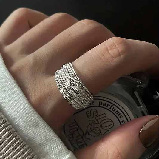 ZEVORA Moonveil Layers Ring – White Gold
