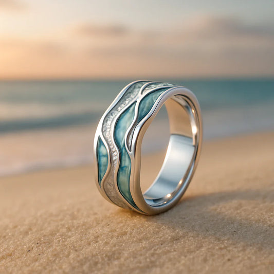 ZEVORA Seasilver Ripple Ring – White Gold