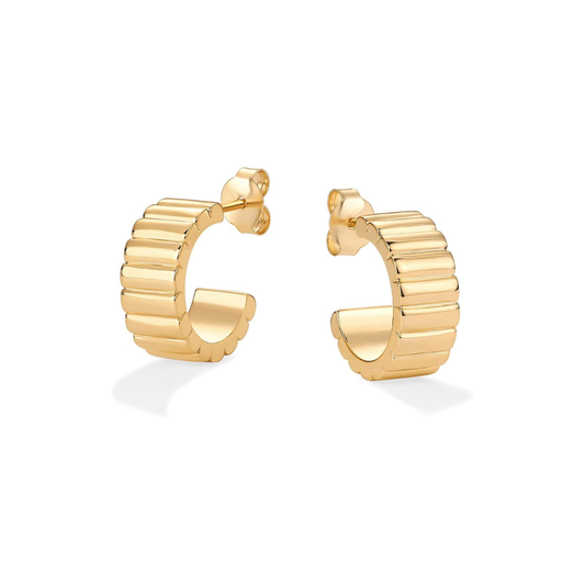 ZEVORA Classic Ridge Earrings – Gold Textured Ridge Drop Earrings