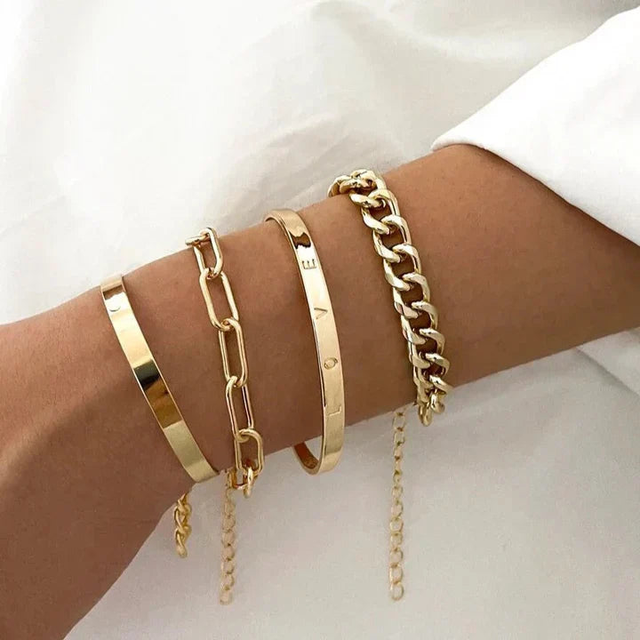 ZEVORA Elan Mercer Bracelet Set – Handmade White Gold Jewelry Set