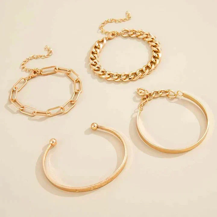 ZEVORA Elan Mercer Bracelet Set – Handmade White Gold Jewelry Set
