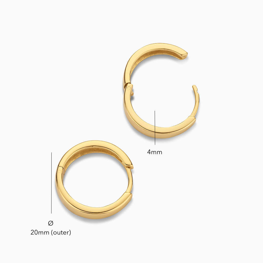 ZEVORA Gia Hoops – White Gold Chunky Tapered Hoop Earrings