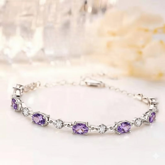 ZEVORA Amethyst Starlight Bracelet – White Gold