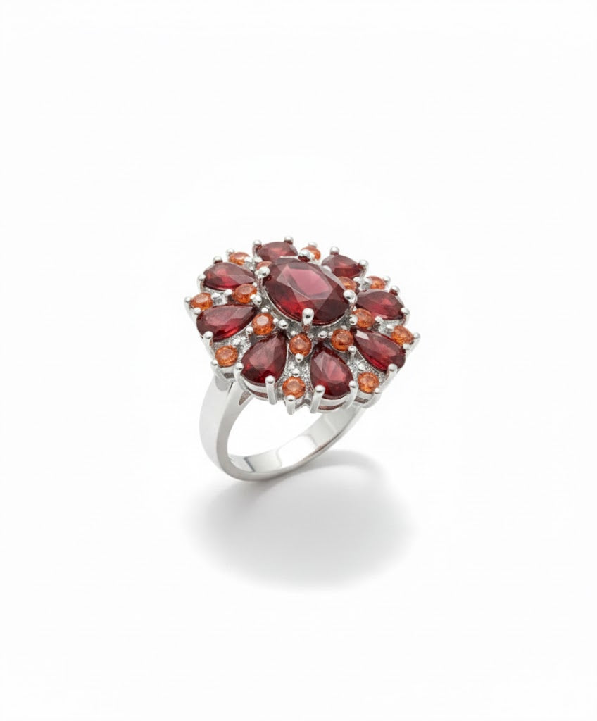 ZEVORA Scarlet Petal Ring – Handmade Ruby Jewelry