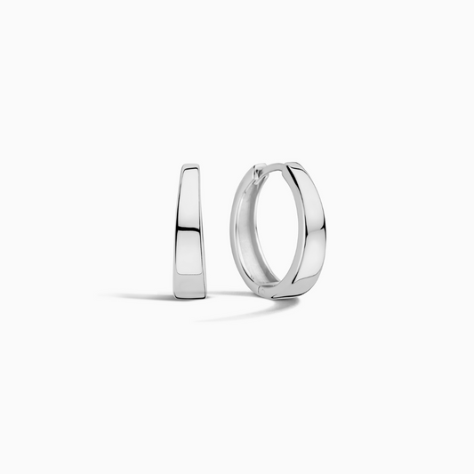 ZEVORA Gia Hoops – White Gold Chunky Tapered Hoop Earrings