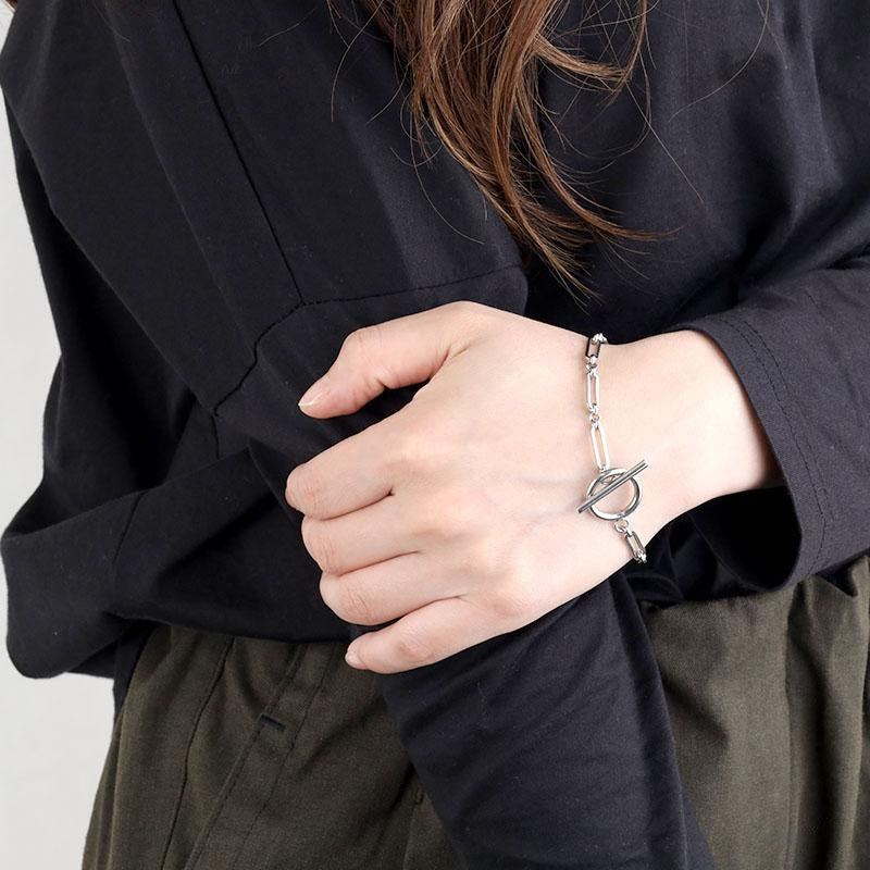 ZEVORA Link T-Bar Bracelet – Handmade White Gold Jewelry